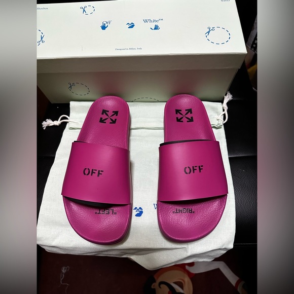 Brand New! Off-White Fuchsia Black Pool Slider Size 9 - Picture 6 of 7
